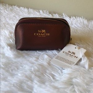 NWT Coach Coin Case Metallic Cherry